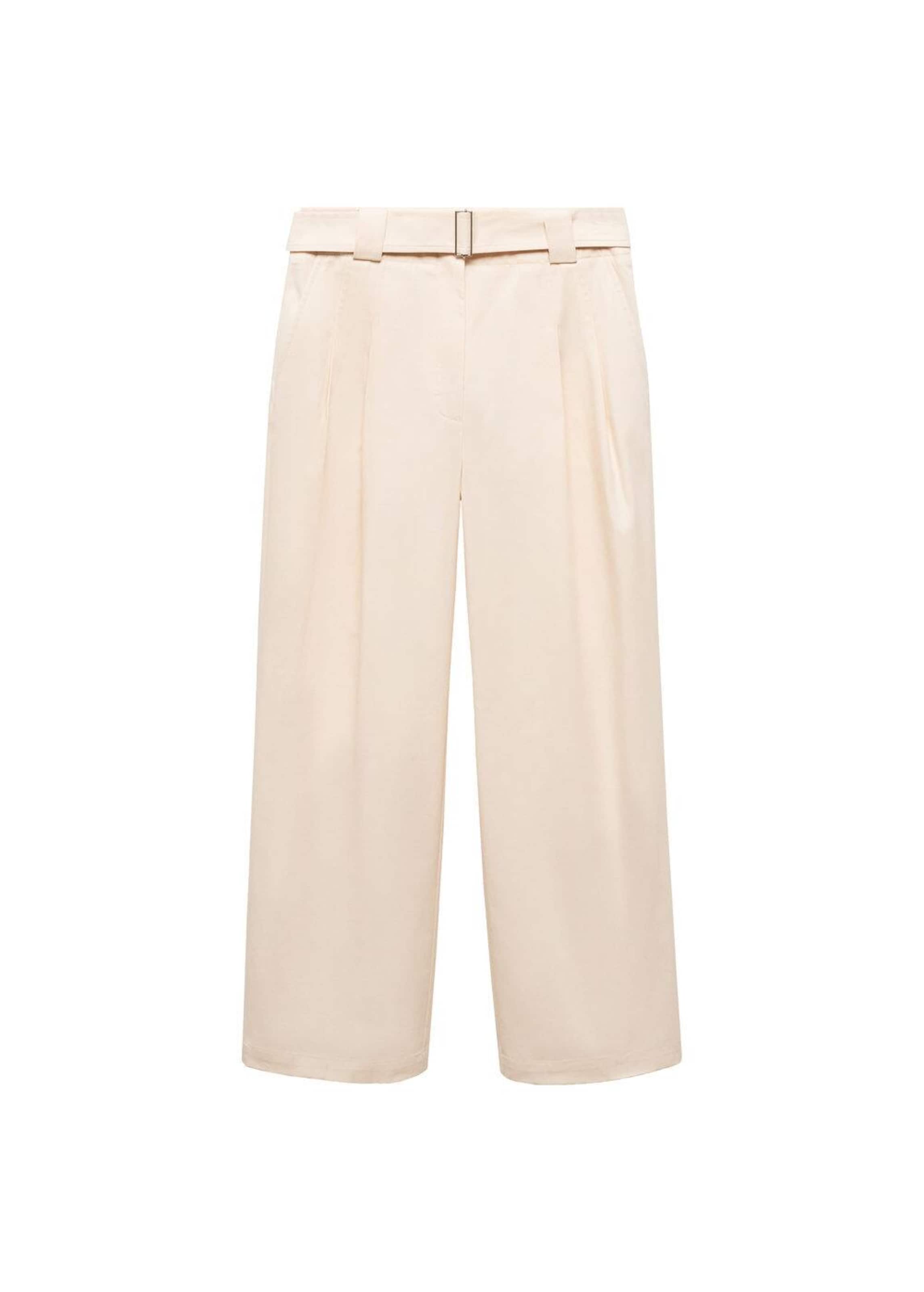 Loosefit Pantalon à pince 'Myriam' MANGO en beige : devant