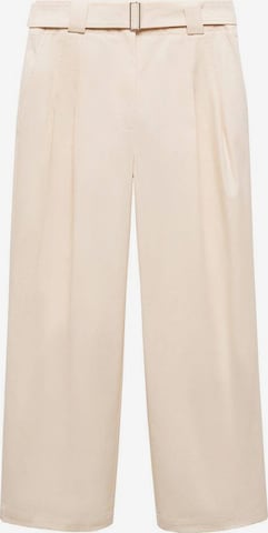 MANGO Loosefit Bandplooibroek 'Myriam' in Beige: voorkant