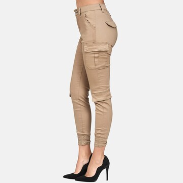 Elara Skinny Cargobroek in Beige