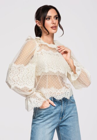 Ombre Bluse 'OW-TS-E0015' in Weiß