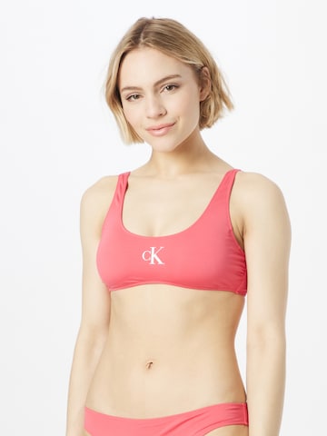 Calvin Klein Swimwear Bralette Bikini Top in Pink: front