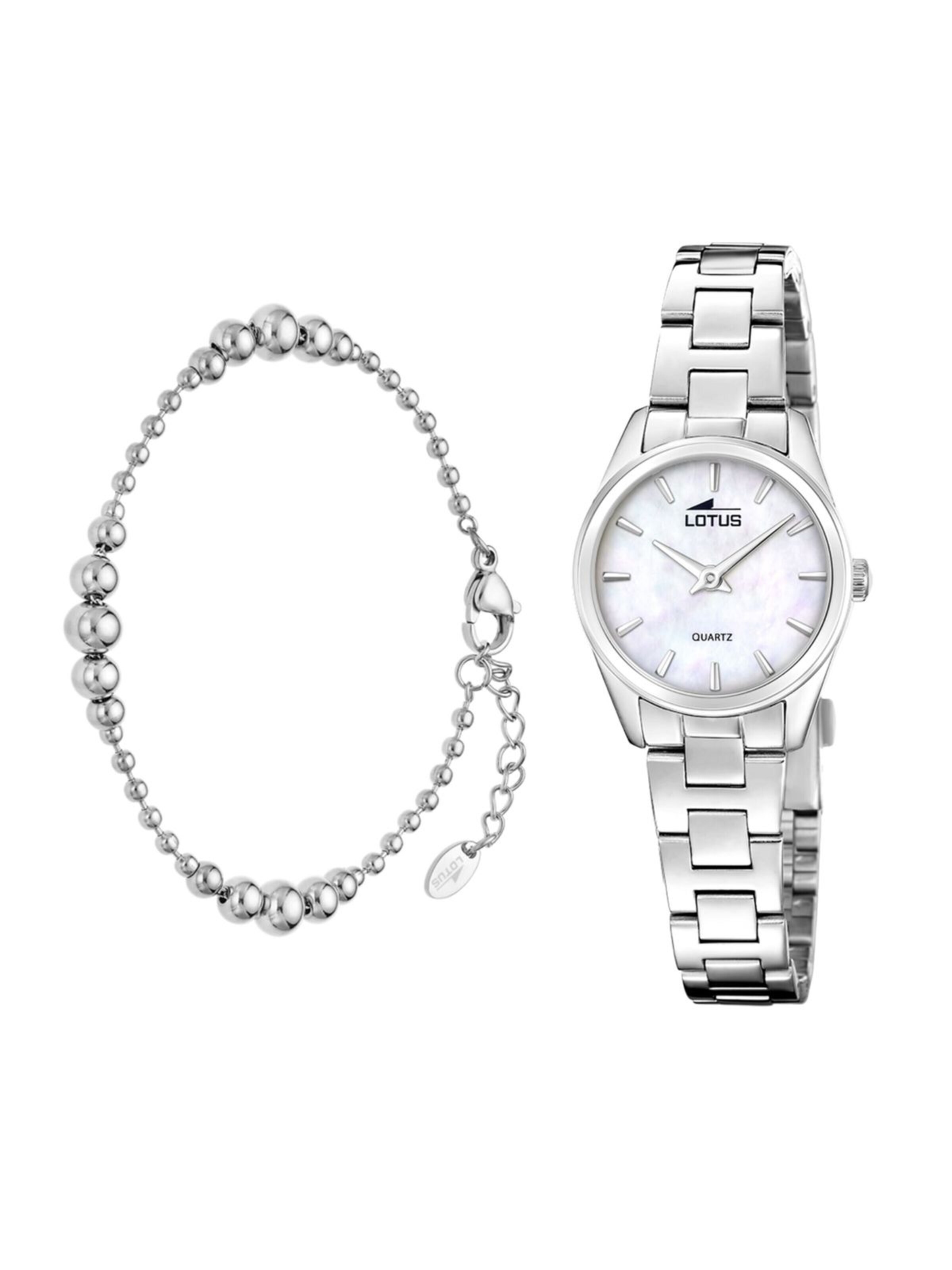 Montre à affichage analogique Lotus en argent : devant
