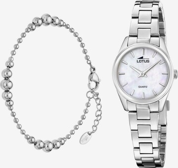 Montre à affichage analogique Lotus en argent : devant