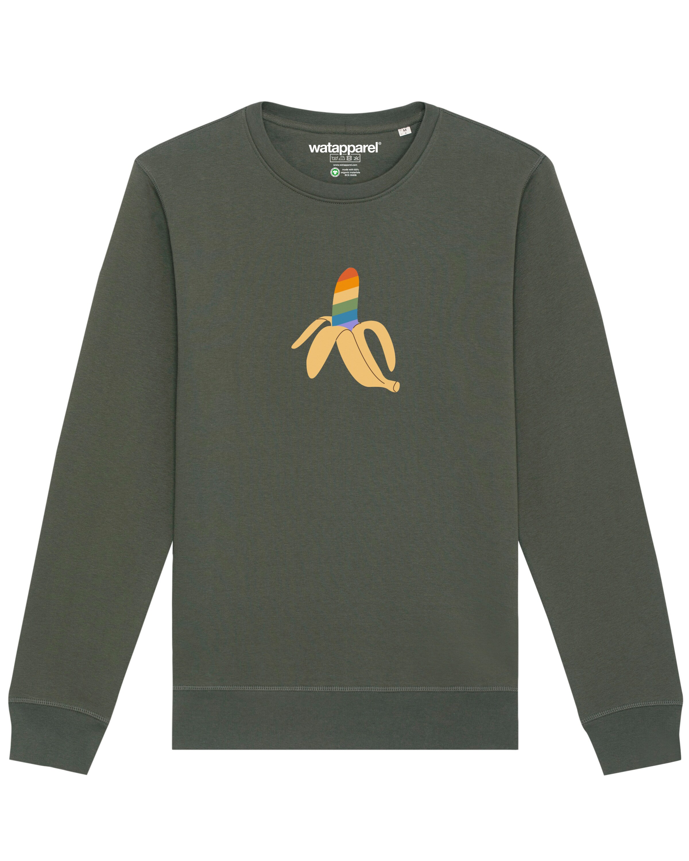 Sweat-shirt 'Rainbow Banana' Watapparel en vert : devant
