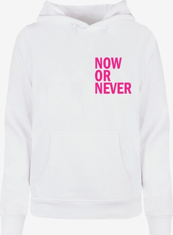 Merchcode Sweatshirt 'Now Or Never' in Weiß: predná strana