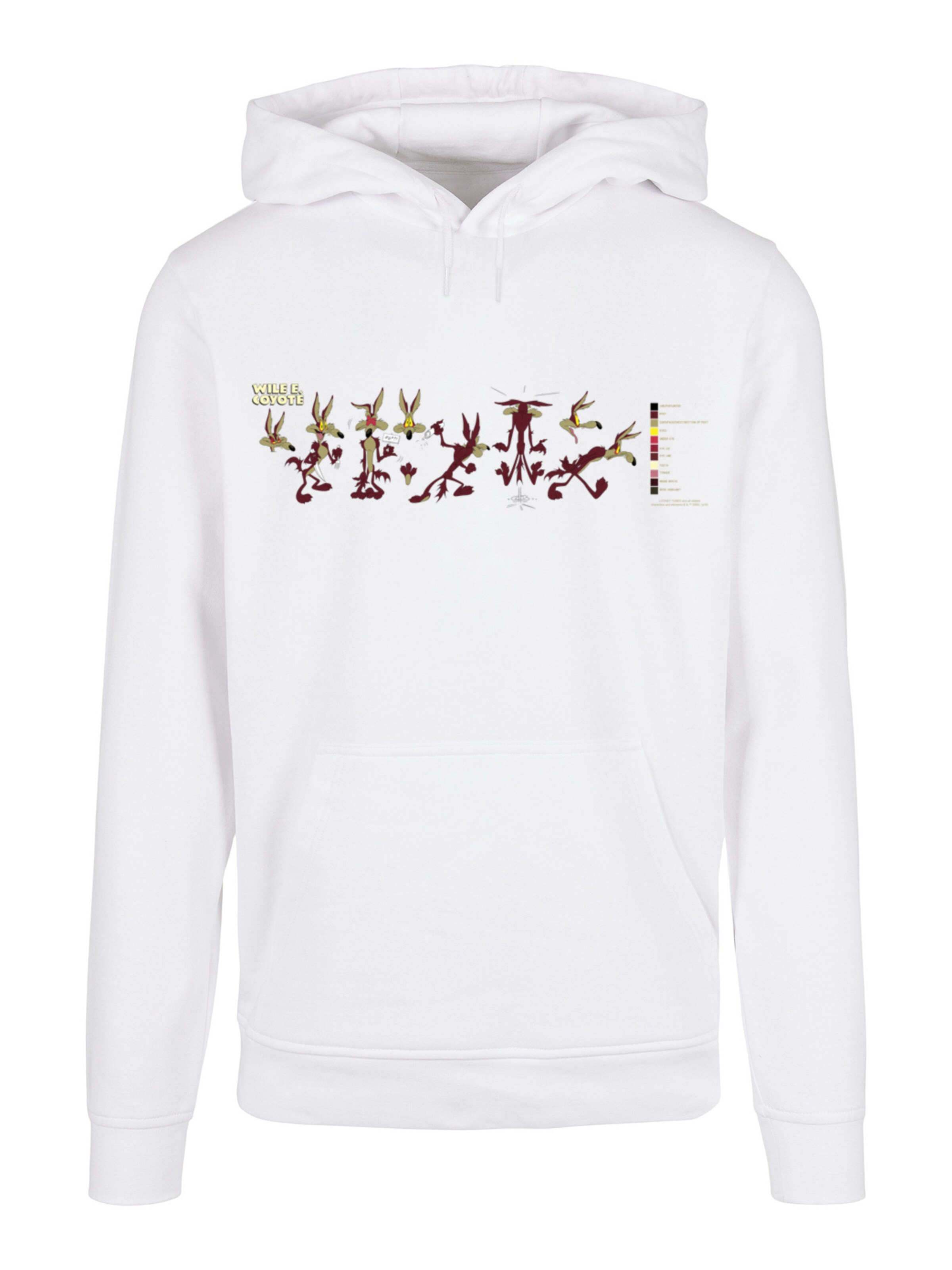 F4NT4STIC Sweatshirt 'Looney Tunes Wile E Coyote Colour Code' in Wit: voorkant