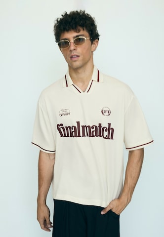 Bershka Тениска 'FINAL MATCH' в бежово
