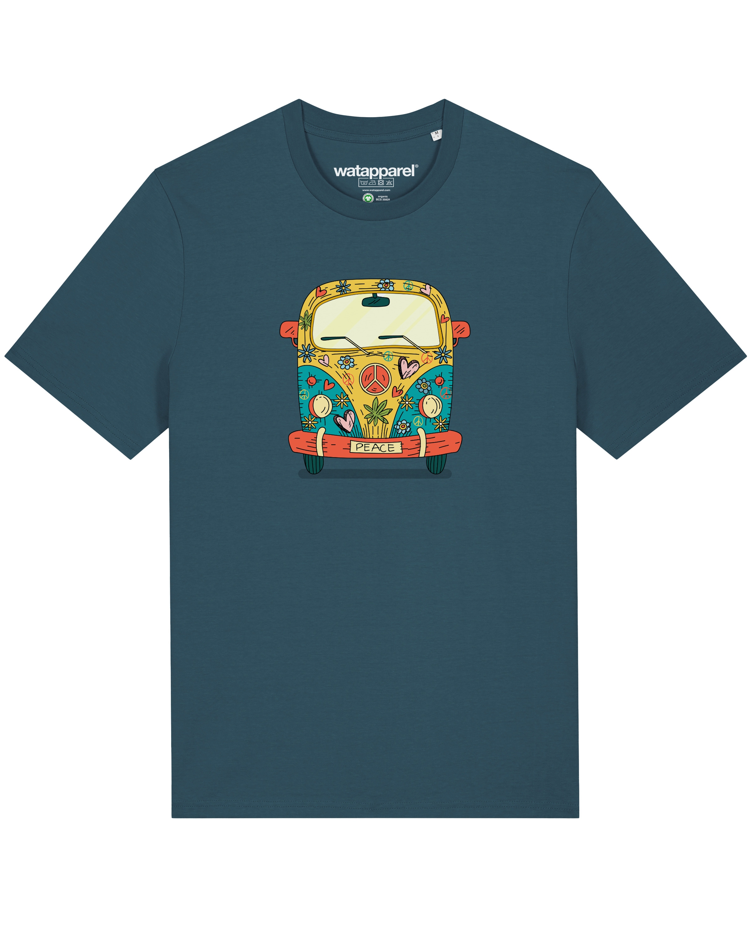 Watapparel Shirt ' Hippies Bus ' in Blauw: voorkant
