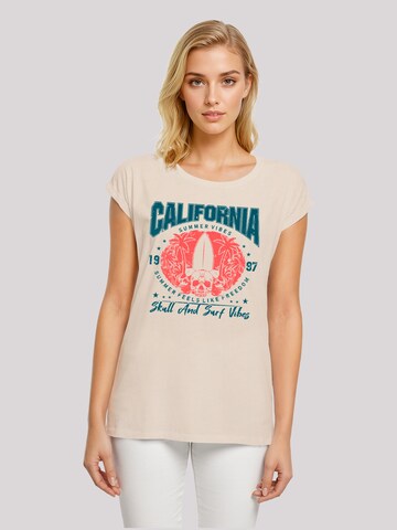 T-shirt 'California skull summer vibes' F4NT4STIC en beige : devant