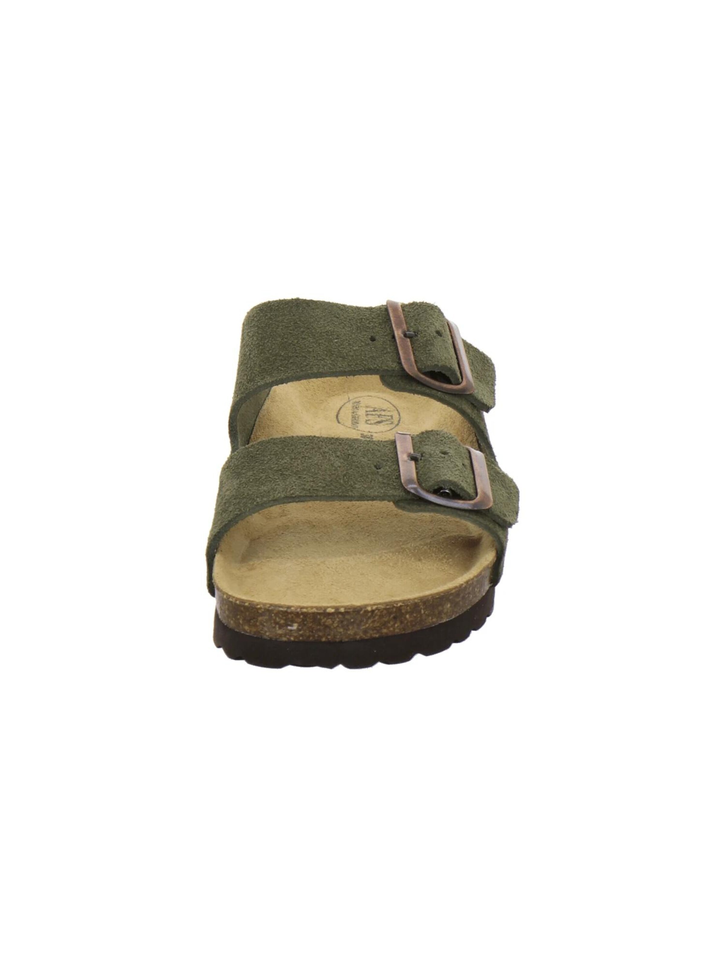 AFS-Schuhe - Zapatos abiertos 'Pantoletten Damen Zweischnaller moos Veloursleder' en verde