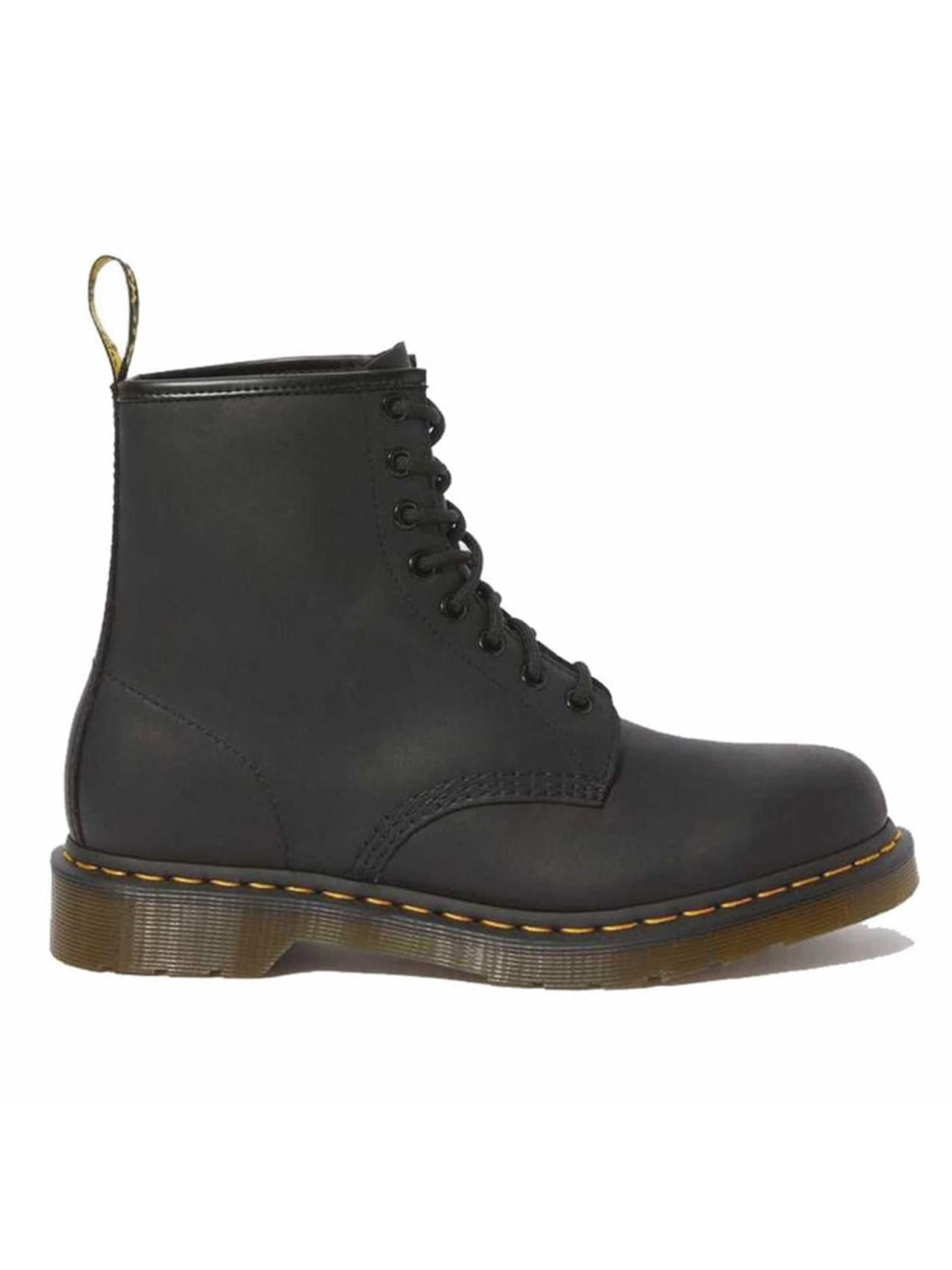 Bottes 'Unisex 1460 Greasy Black Boots' Dr. Martens en noir : devant