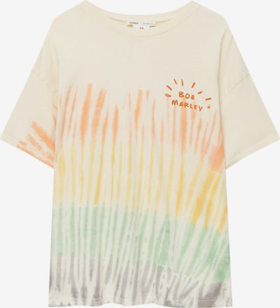 Pull&Bear T-shirt i guldgul / grön / orange / aprikos, Produktvy