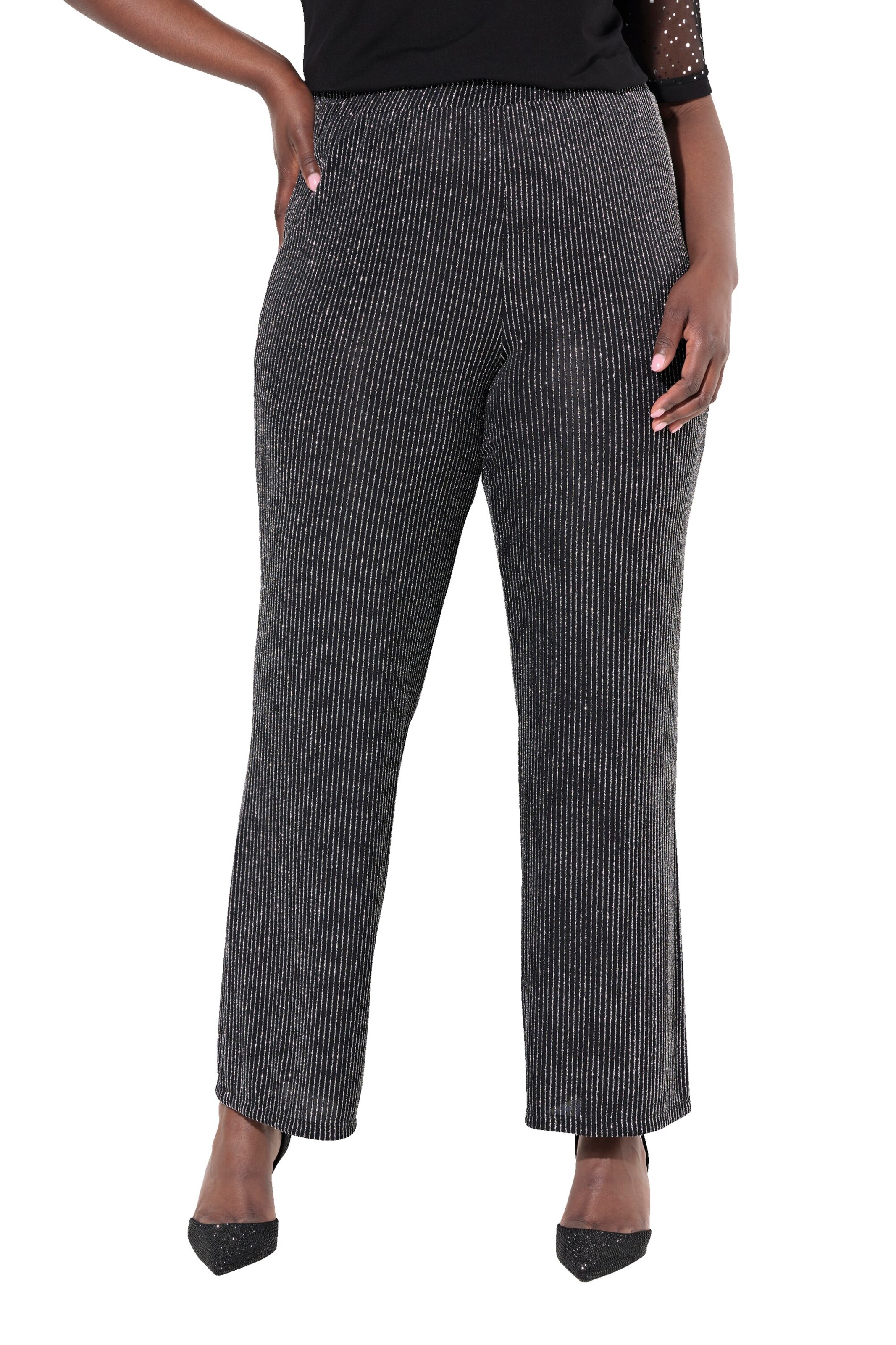 Ulla Popken Flared Nadrág - fekete: elől