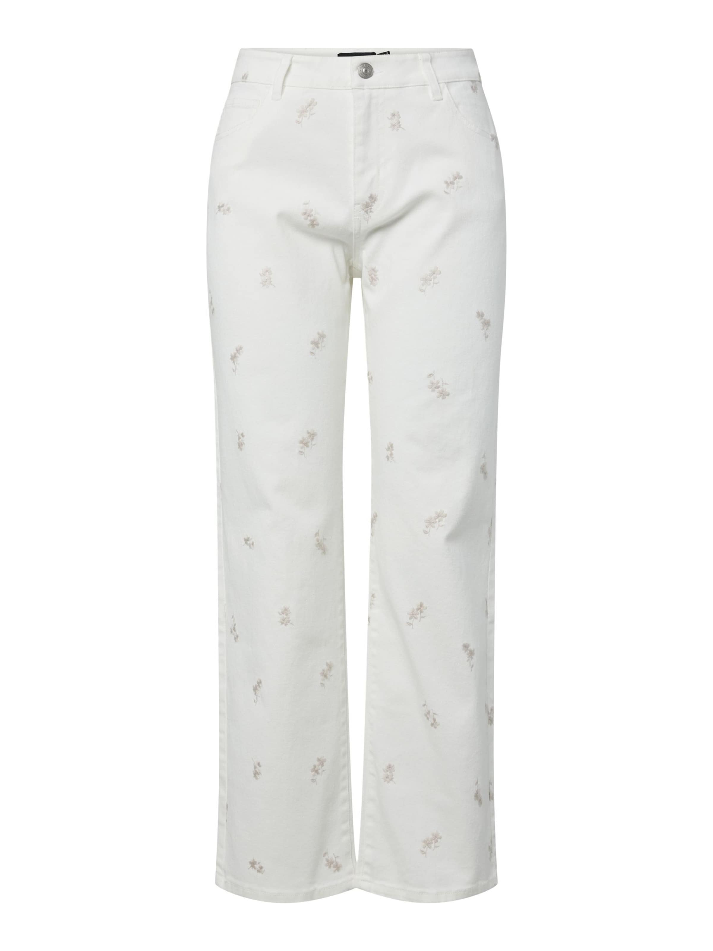 PIECES Jeans 'PCViolet' i mørkebeige / hvid, Produktvisning