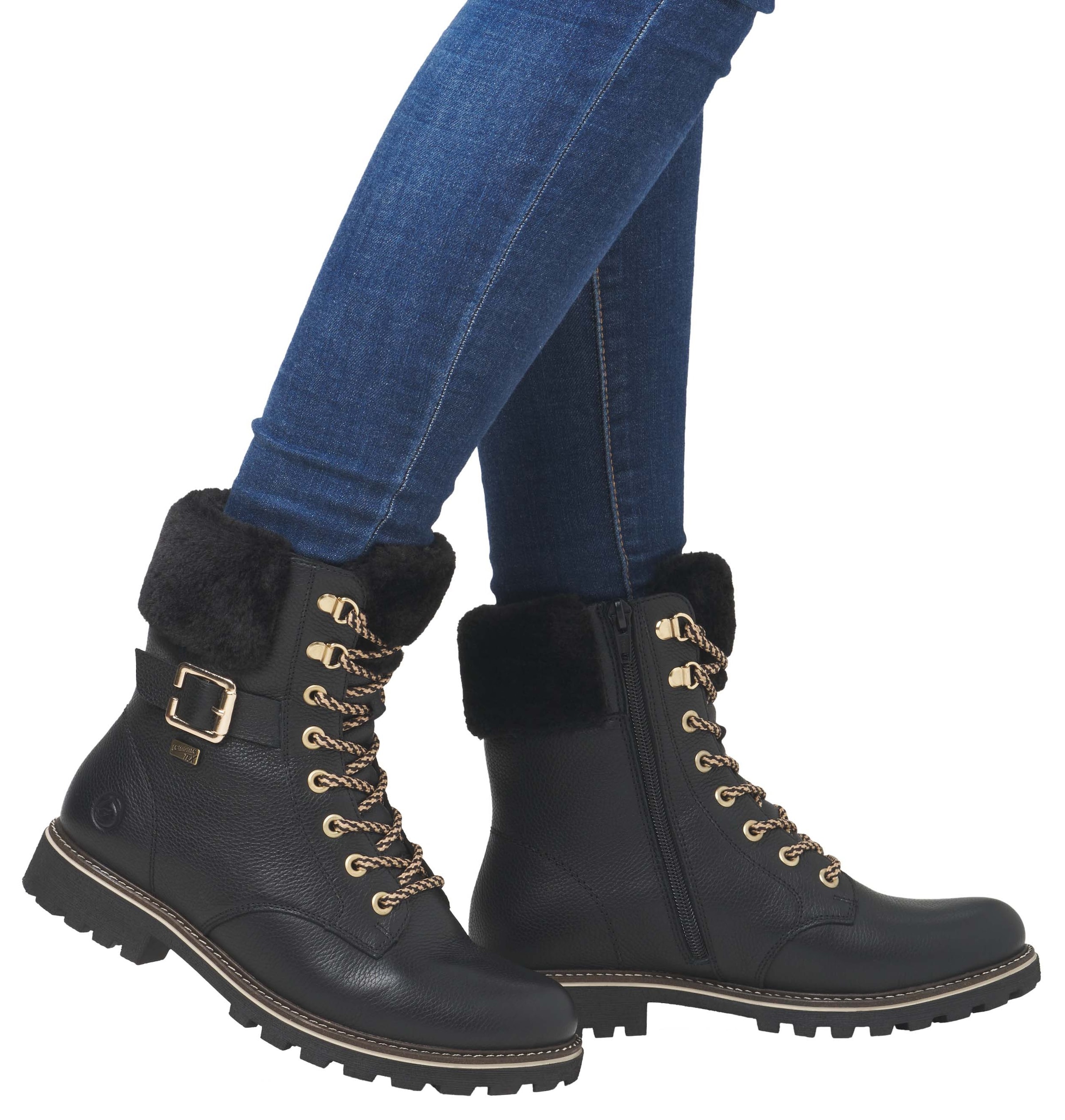 REMONTE Lace-up bootie in Black: front