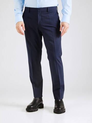 Coupe slim Pantalon à plis 'H-Genius' BOSS en bleu : devant