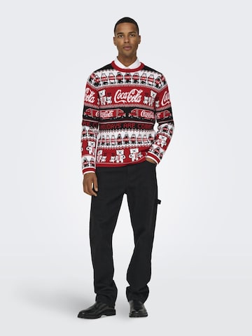 Only & Sons Pullover 'ONSXMAS COLA' in Rot