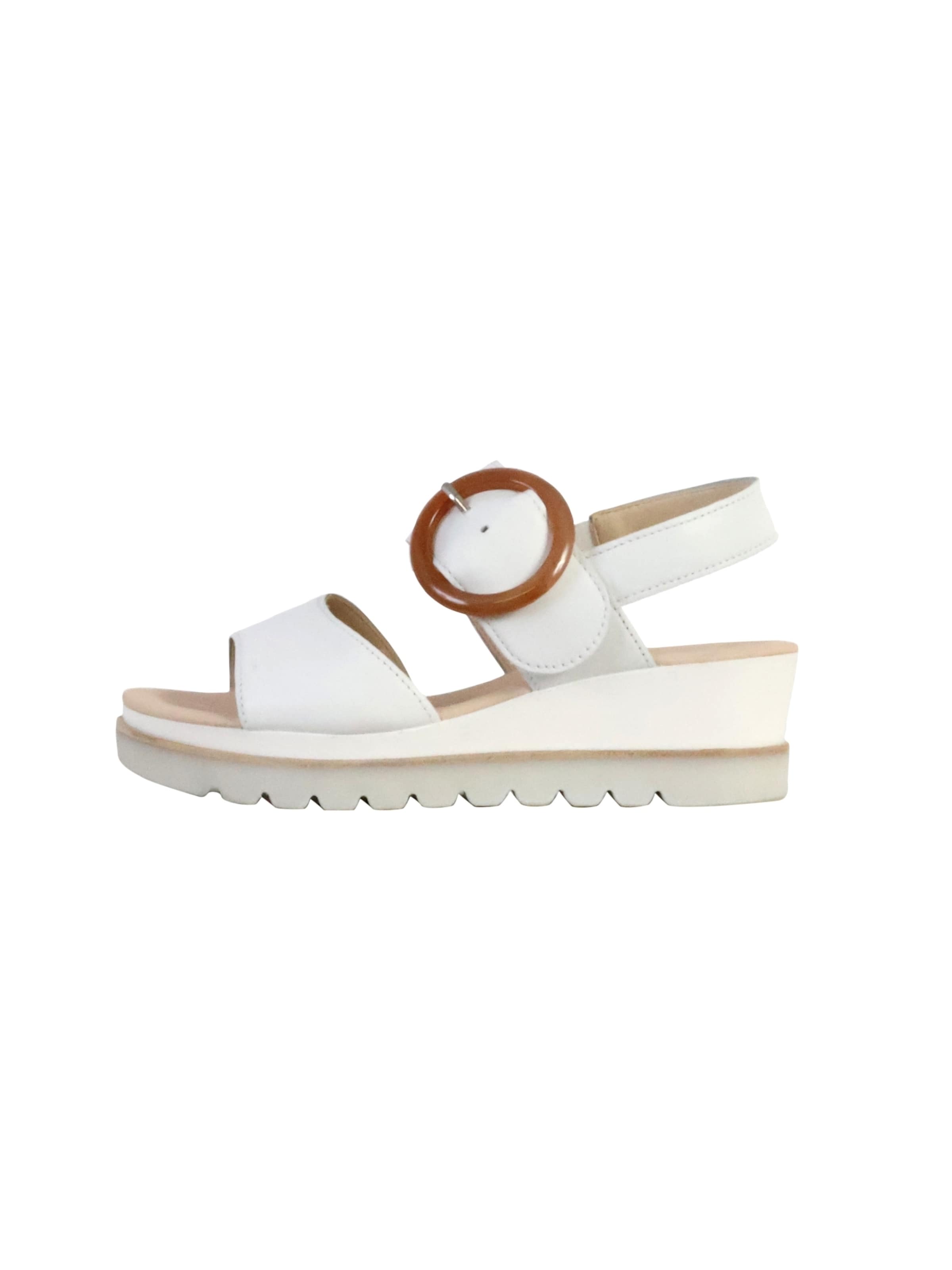 GABOR - Sandalias 'Sandalen mit Keilabsatz aus Satinleder in Metallic-Optik' en blanco: frente