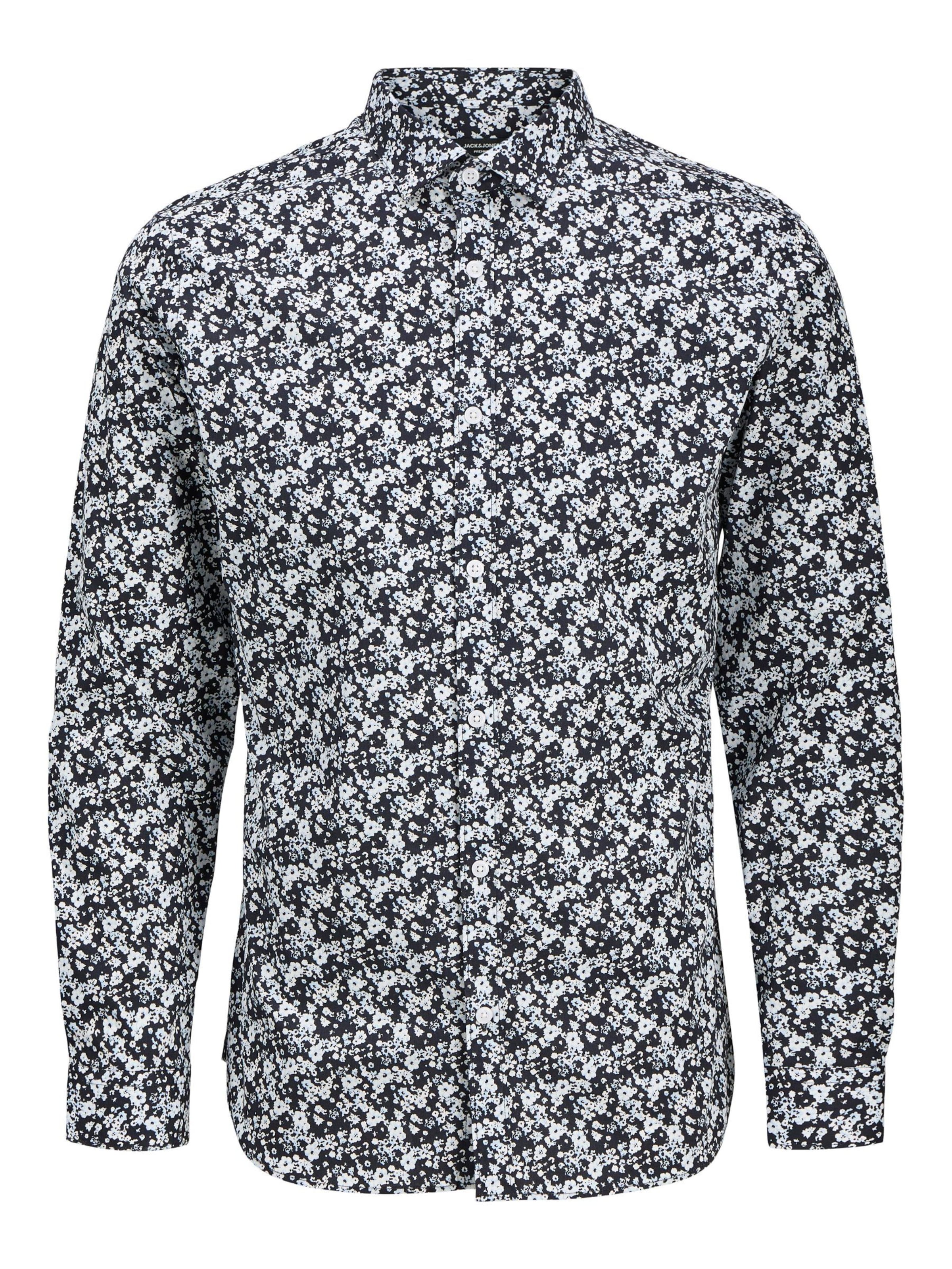 JACK & JONES Button Up Shirt 'JPRBl A Black Pool' in Blue: front
