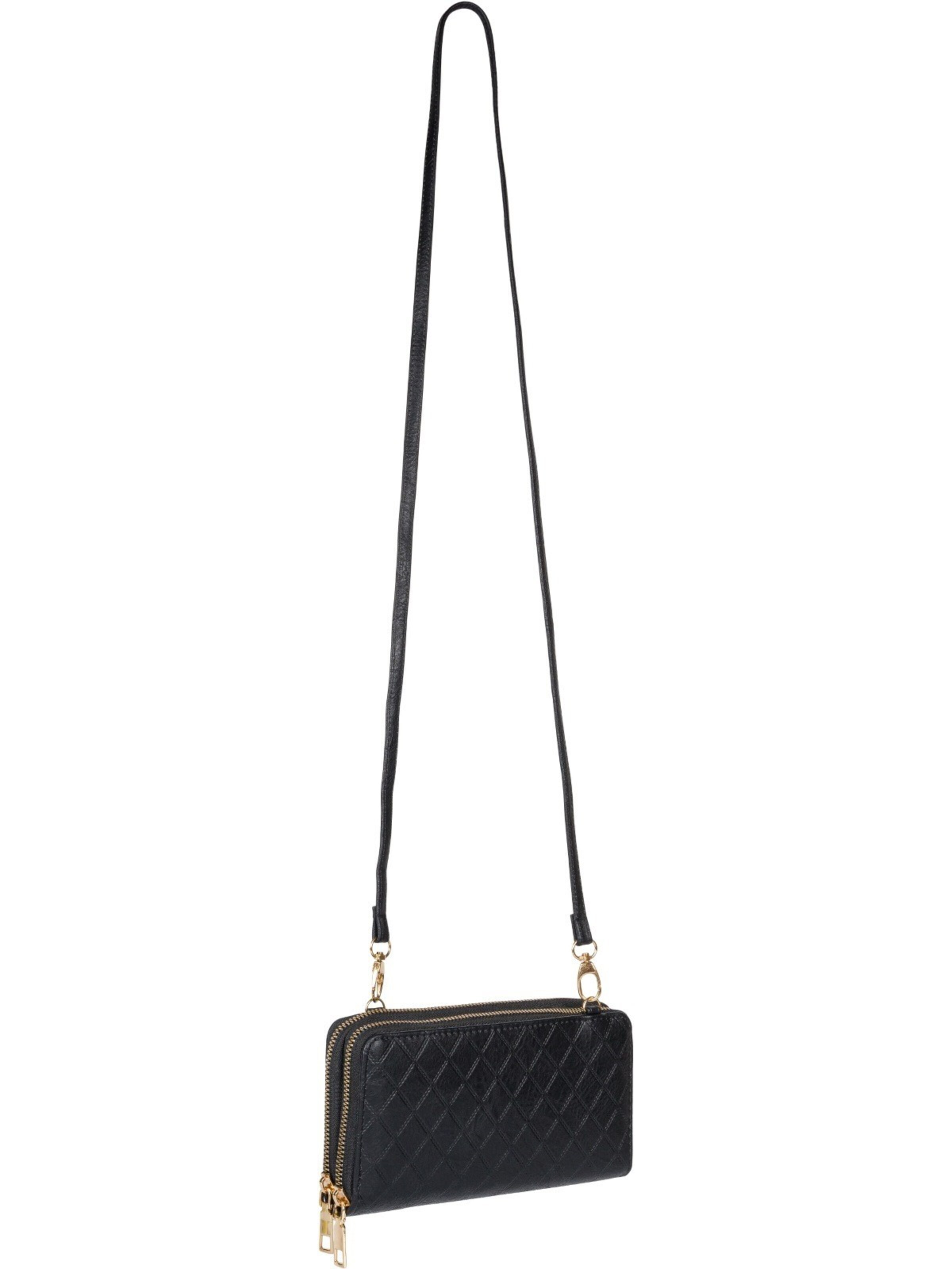 styleBREAKER Crossbody bag '2 in 1 Umhängetasche - Geldbörse Rauten' in Black