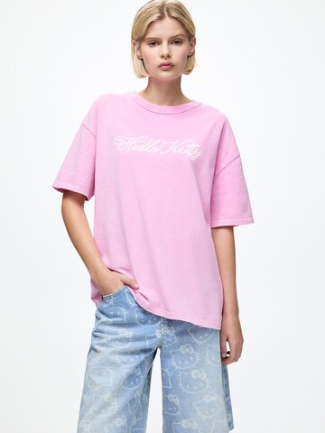 Pull&Bear T-shirt 'HELLO KITTY' i rosa: framsida
