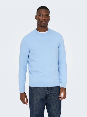 Only & Sons Sweater 'ONSREX' in Blue: front