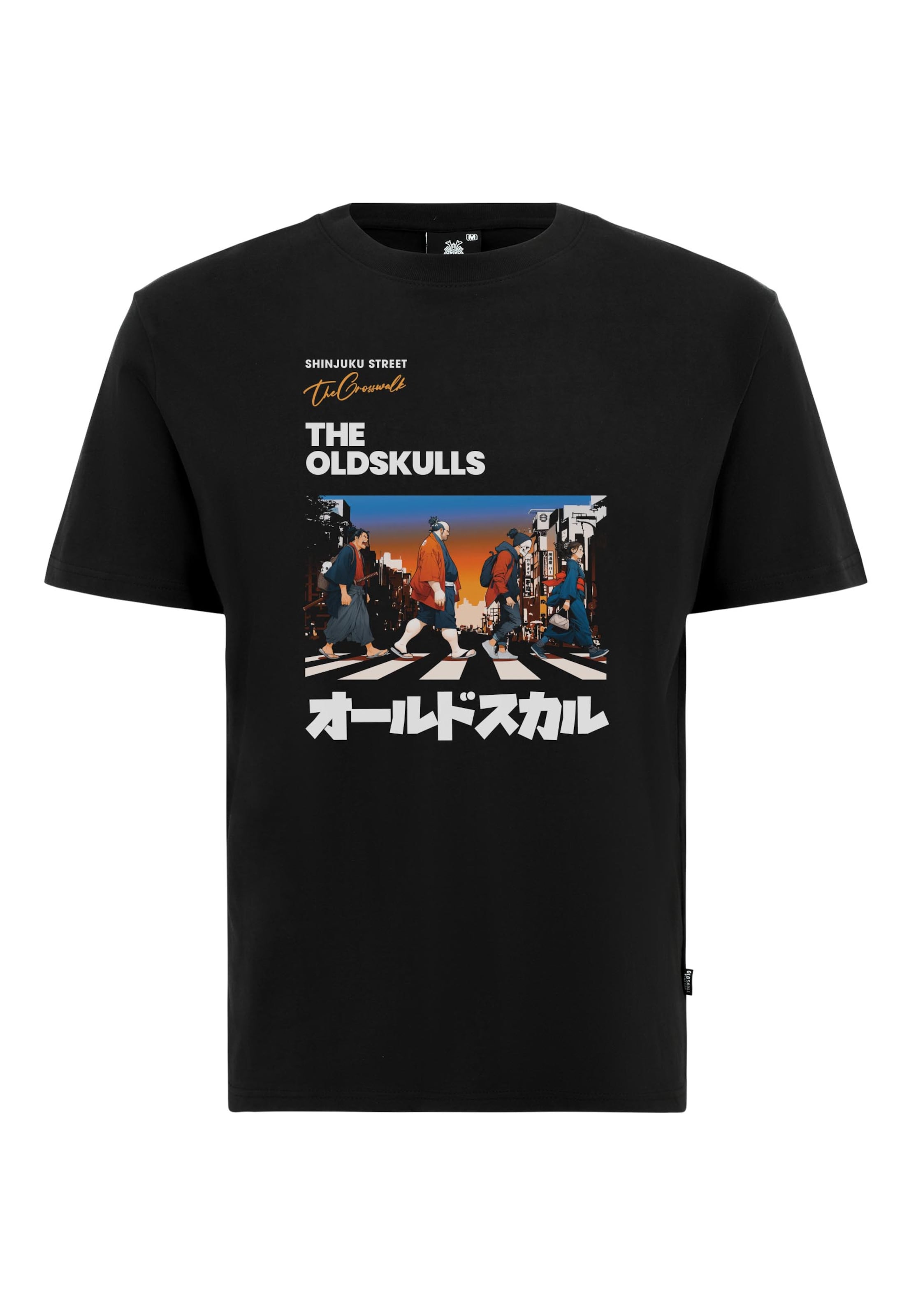 Oldskull Shirt 'Asian Icons Legends Walking Graphic' in Black: front