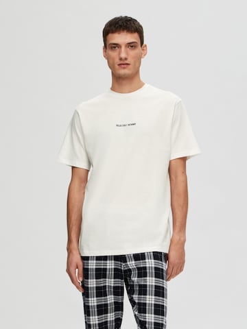 Pyjama long SELECTED HOMME en blanc : devant