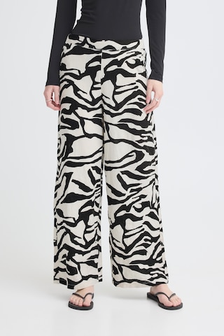 ICHI Wide leg Pants 'LINNO' in Beige: front
