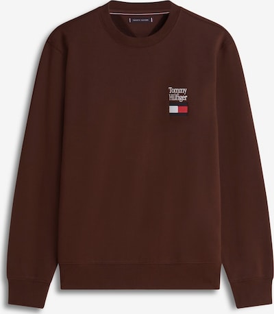 TOMMY HILFIGER Sweater majica u čokolada / crvena / bijela, Pregled proizvoda