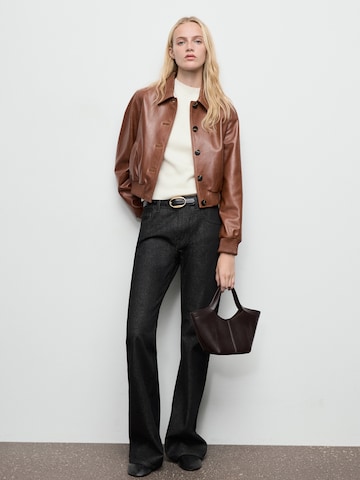 MANGO Wide leg Jeans 'SELENA' in Zwart: voorkant