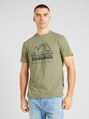 NAPAPIJRI T-shirt 'FABER' i grön: framsida