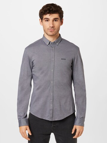 Coupe slim Chemise 'BIADO' BOSS Green en gris : devant