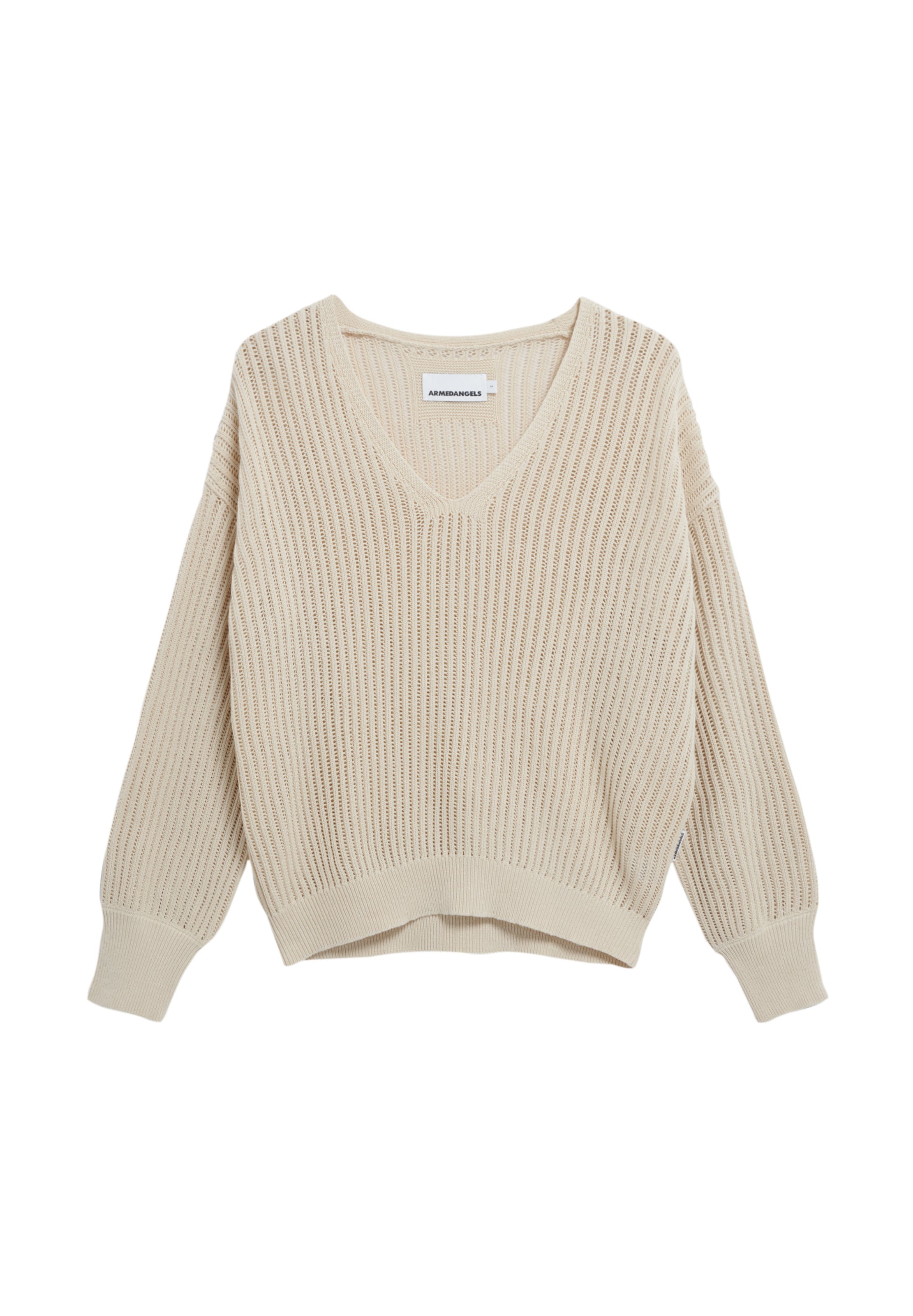 ARMEDANGELS Sweater 'Rabeaa Crochet Lino' in White: front