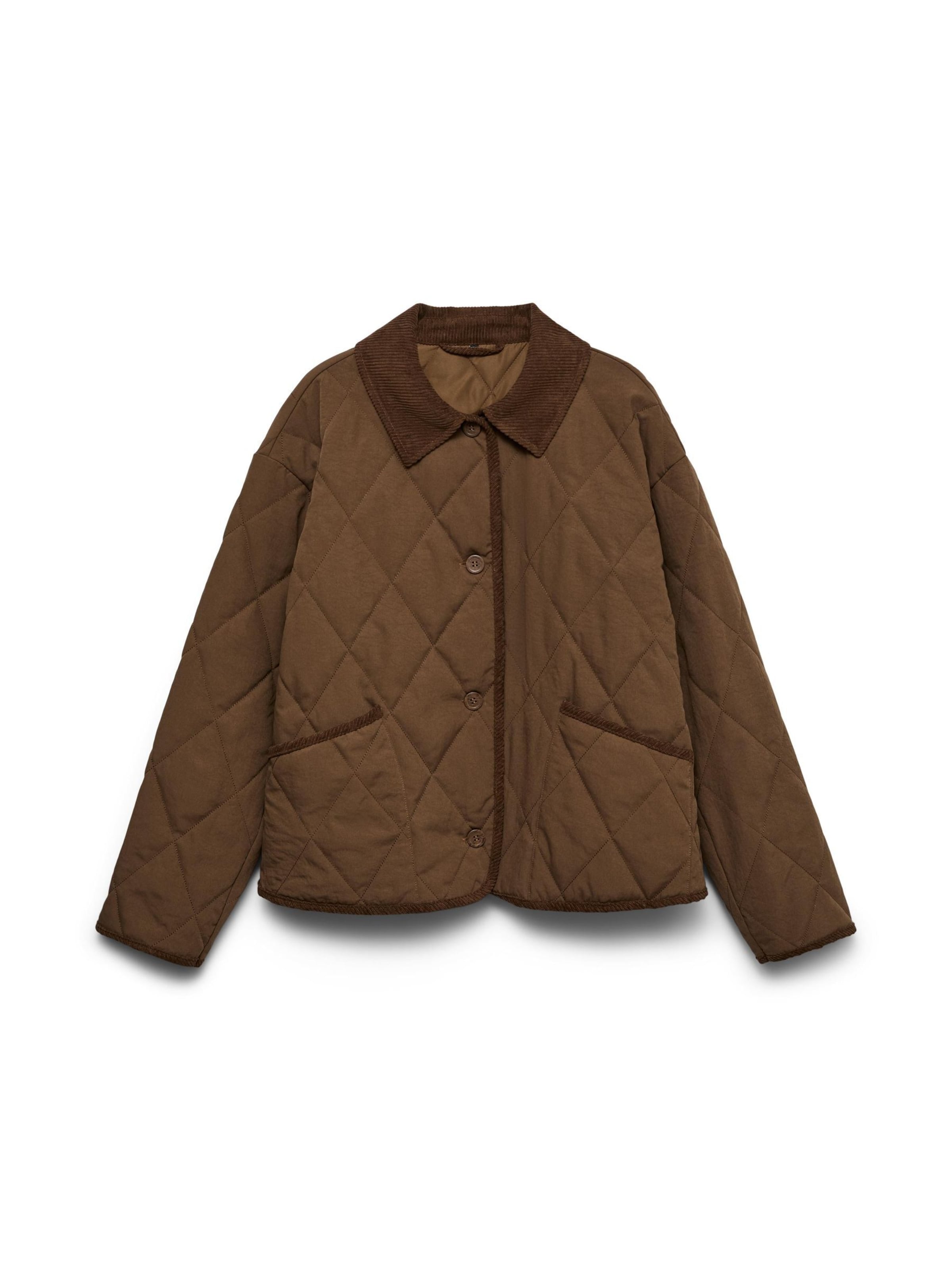 VERO MODA Tussenjas in de kleur Chocoladebruin / Donkerbruin, Productweergave