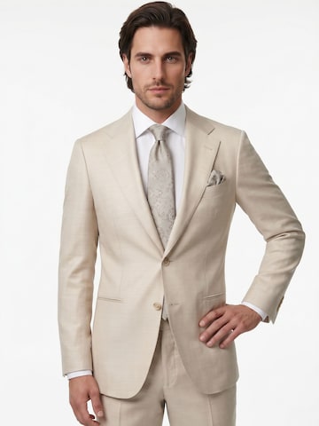 Real Guys Set Krawatte mit Einstecktuch in Beige: Vorderseite