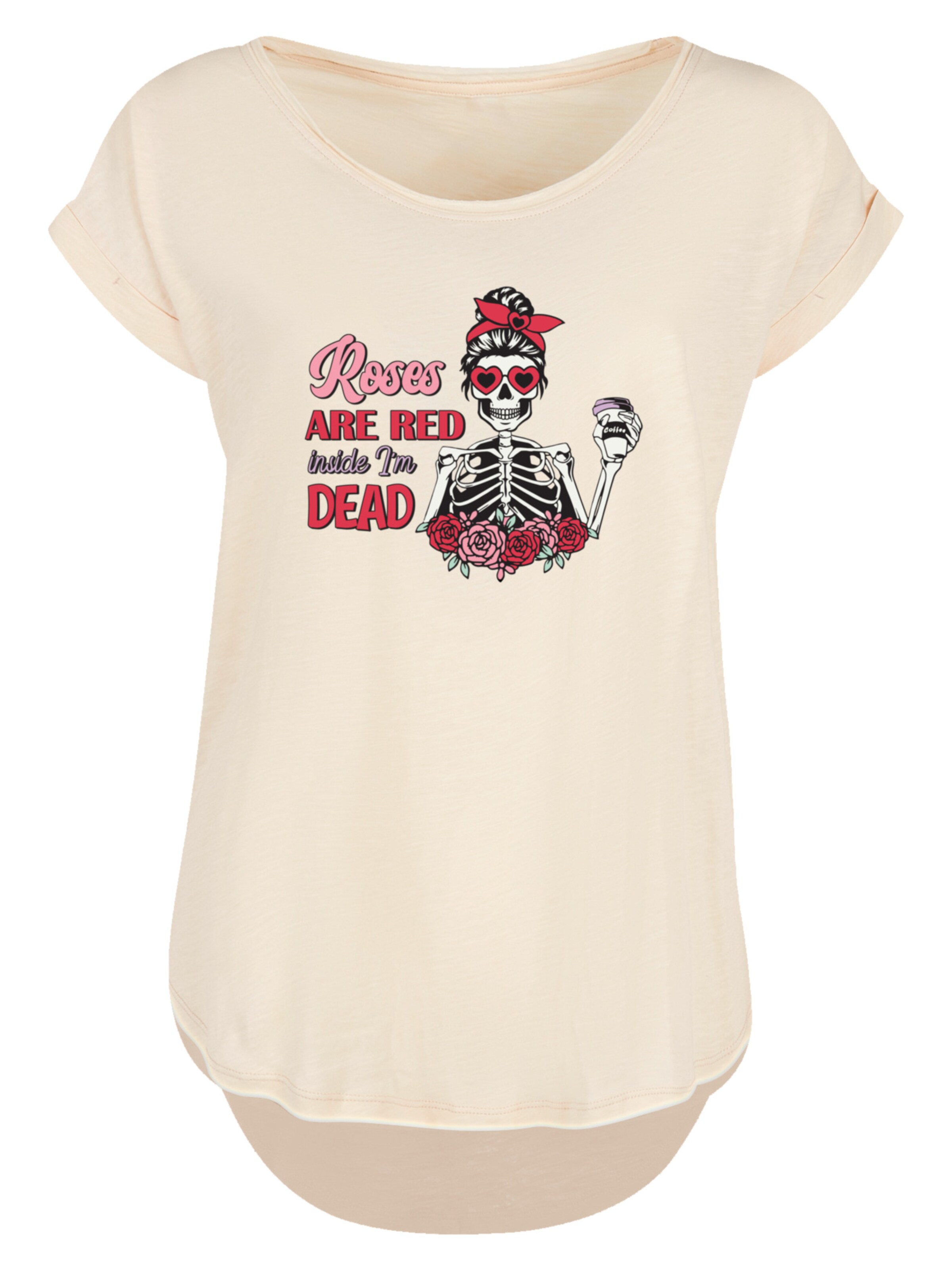 F4NT4STIC Shirt 'Anti Valentinstag Roses are red' in Beige: voorkant