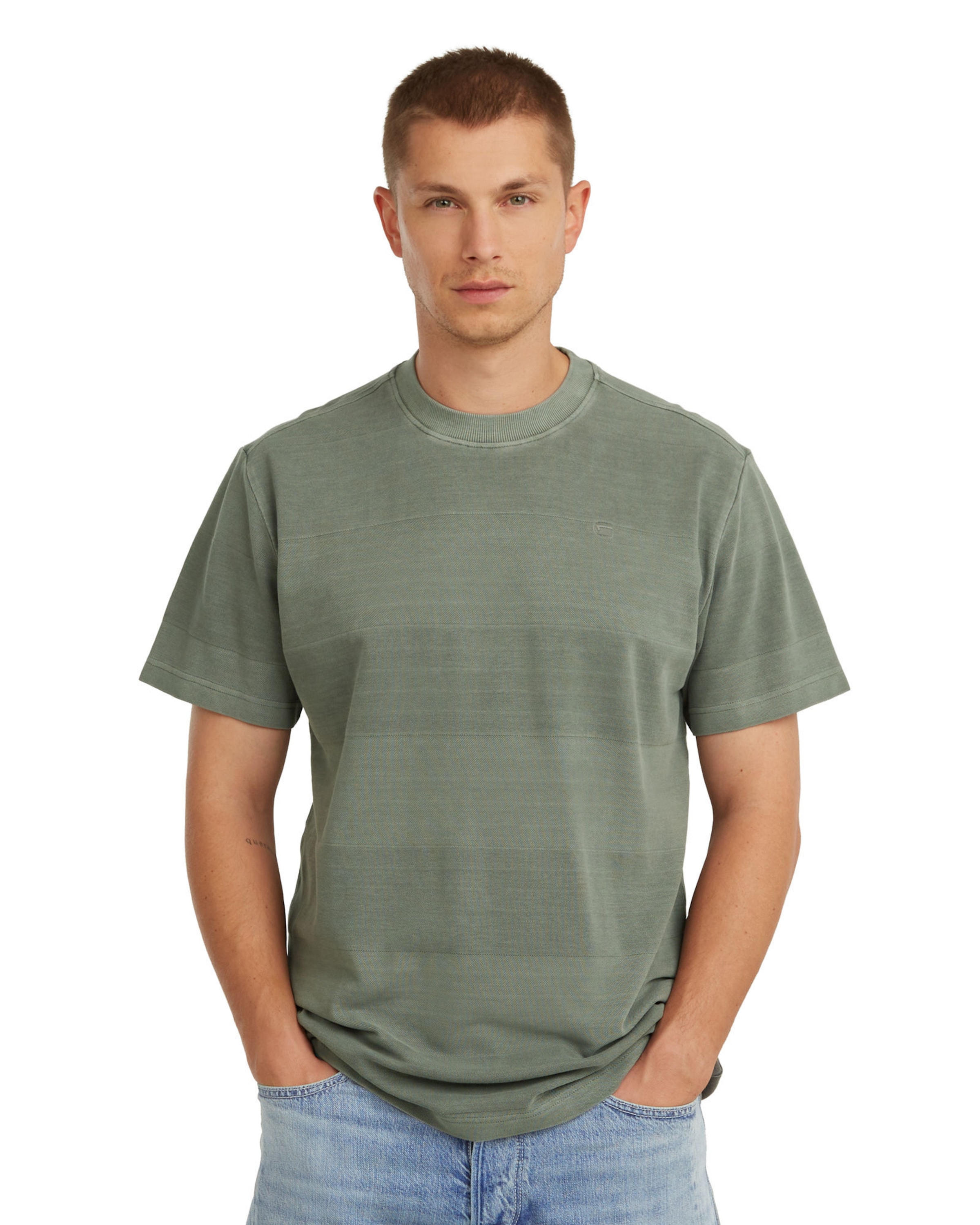T-Shirt 'Washed Jacquard T-Shirt' G-STAR en vert : devant