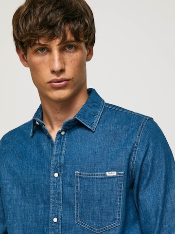 Pepe Jeans Regular fit Button Up Shirt 'Porter' in Blue