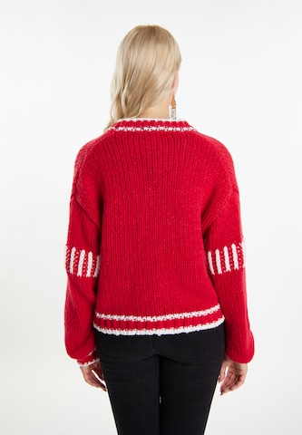 Geacă tricotată 'Eyota' de la IZIA pe roșu
