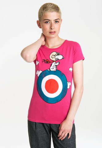 LOGOSHIRT Shirt 'Snoopy' in Pink: front