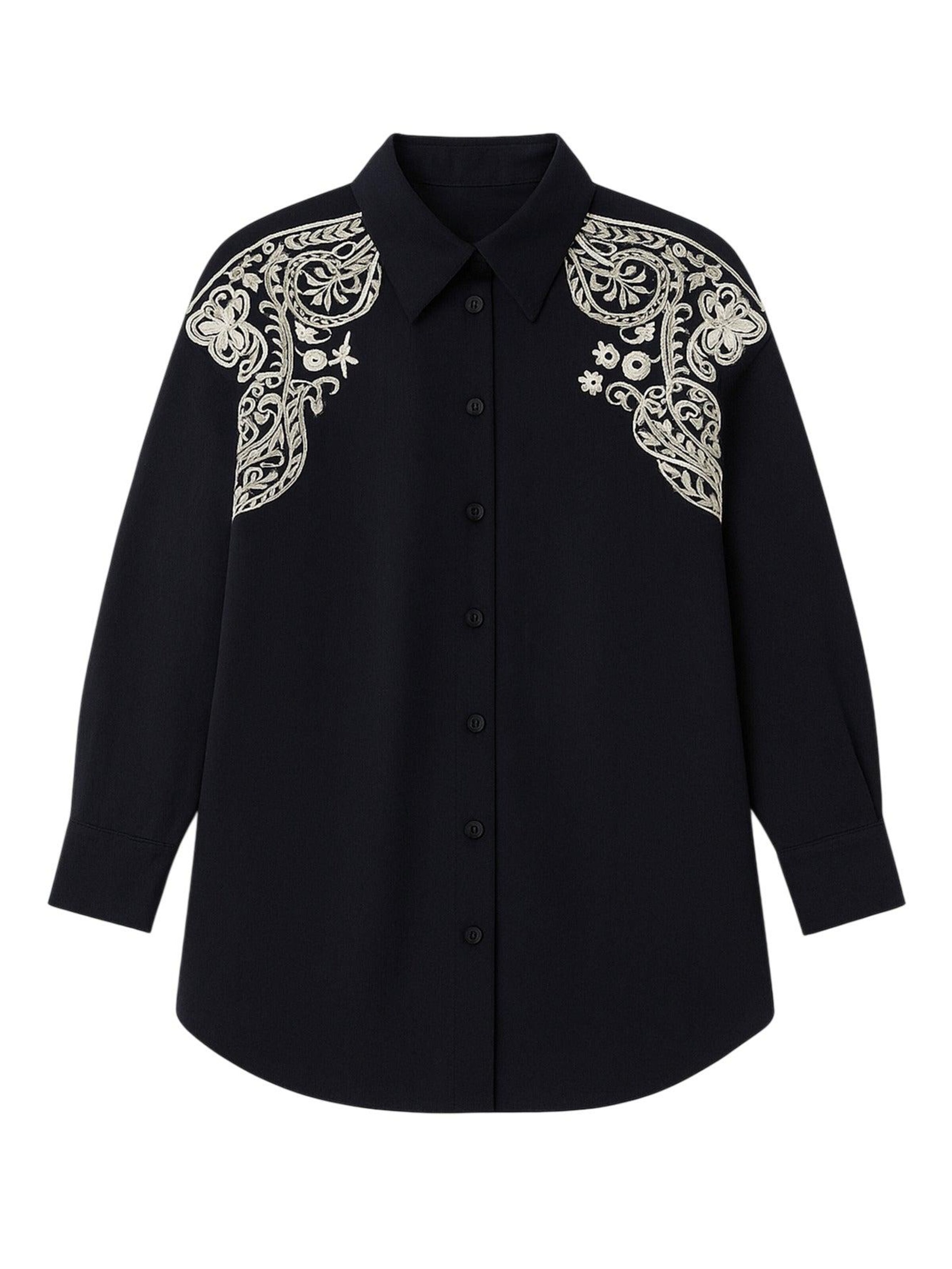 T-shirt 'Embroidered Front Oversized Shirt' Touché Privé en noir : devant