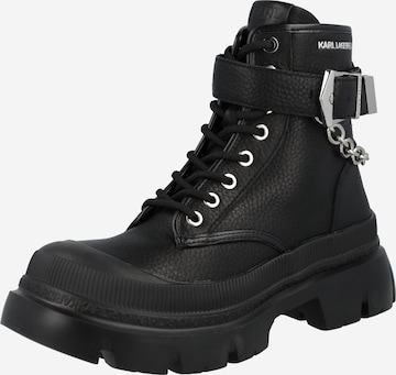 Karl Lagerfeld Lace-Up Ankle Boots in Black: front