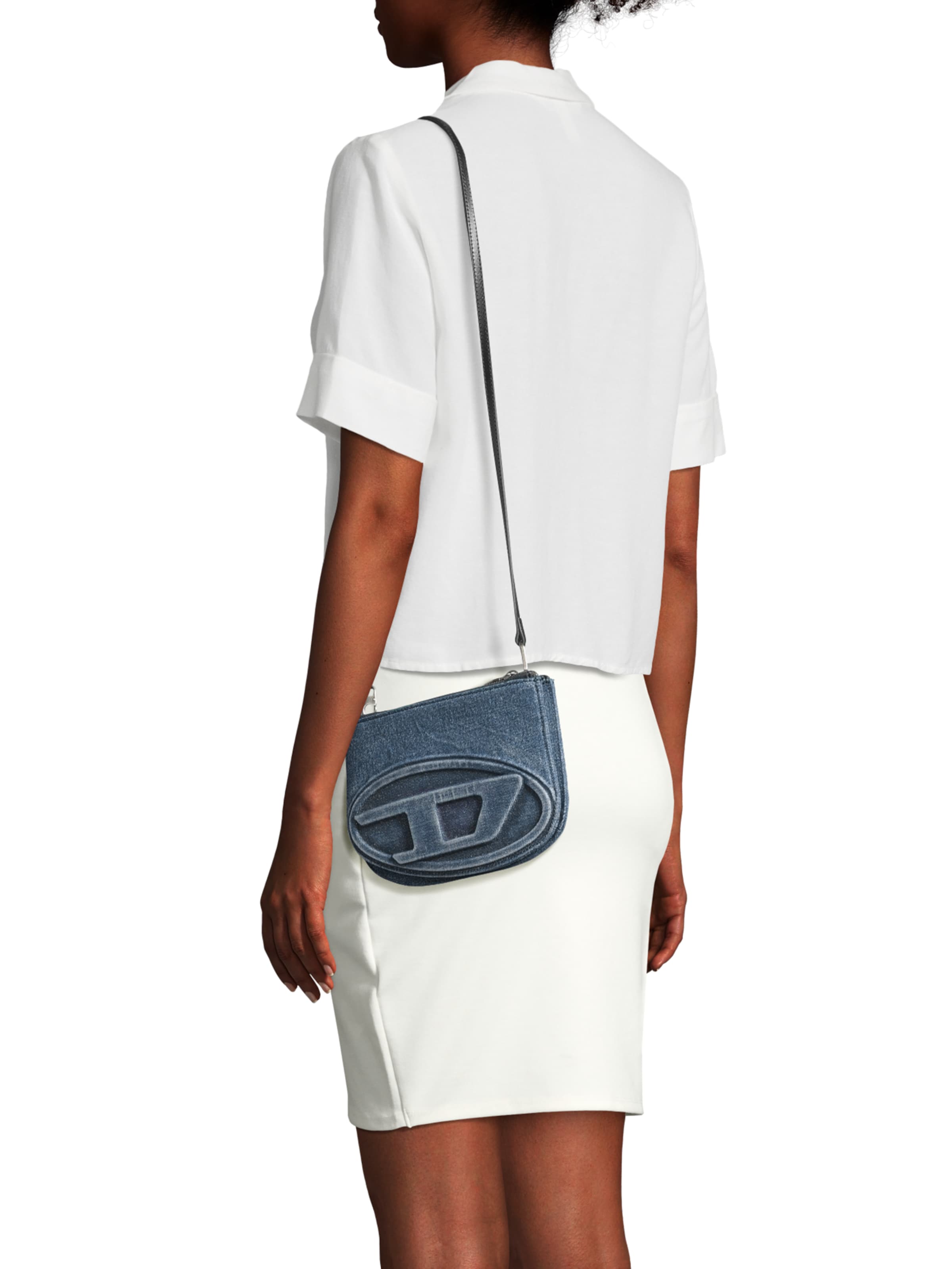 DIESEL Чанта с презрамки 'TWIN' в синьо: отпред