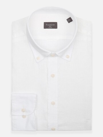 Slim fit Camicia business 'Leonardo Essentials Linen Man Shirt White' di 7Camicie in bianco