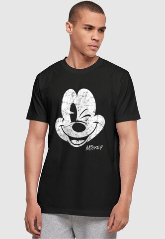 ABSOLUTE CULT Shirt 'Mickey Mouse - Distressed' in Zwart: voorkant
