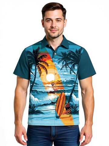 Hawaiihemdshop.de Regular fit Overhemd 'Beach Day' in Blauw