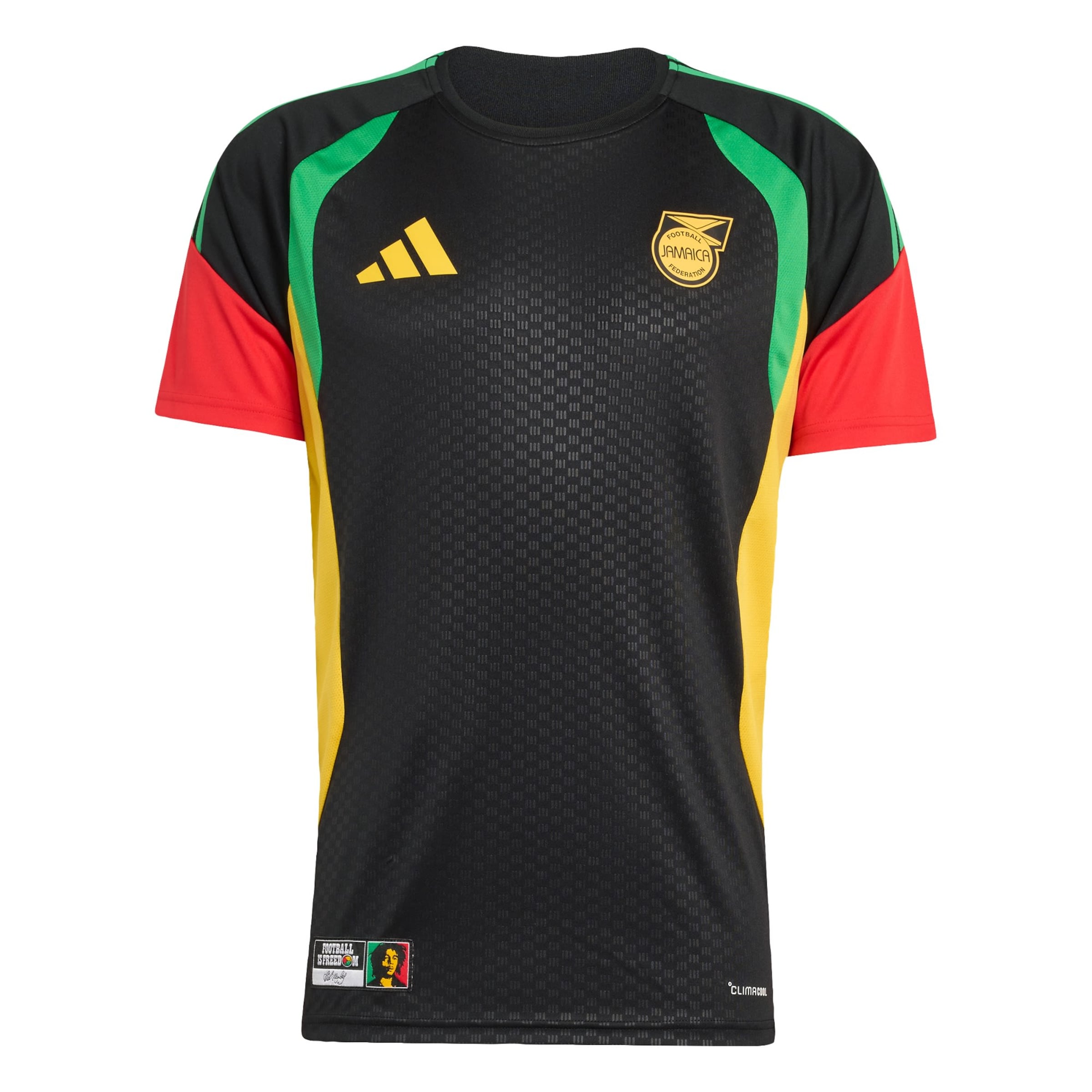 ADIDAS PERFORMANCE T-Shirt fonctionnel 'Jamaika 26 x Bob Marley Tiro' en jaune / vert / rouge / noir, Vue avec produit
