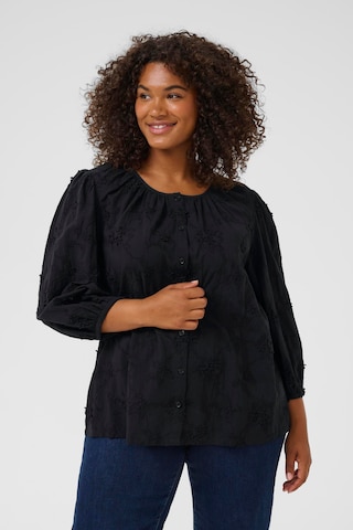 KAFFE CURVE Blouse 'Laima' in Zwart: voorkant
