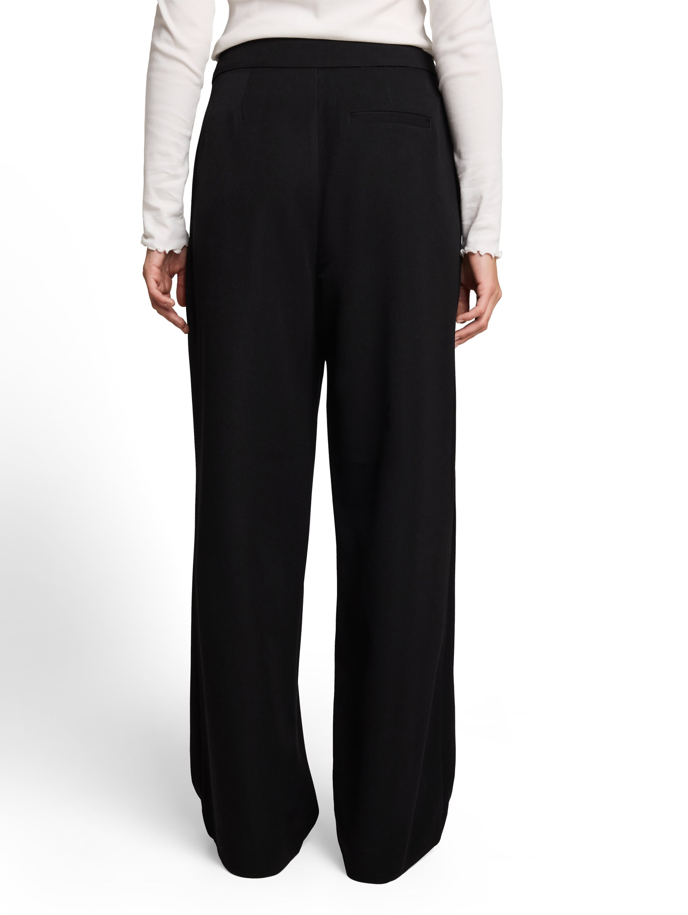 TOM TAILOR DENIM - Pierna ancha Pantalón plisado en negro